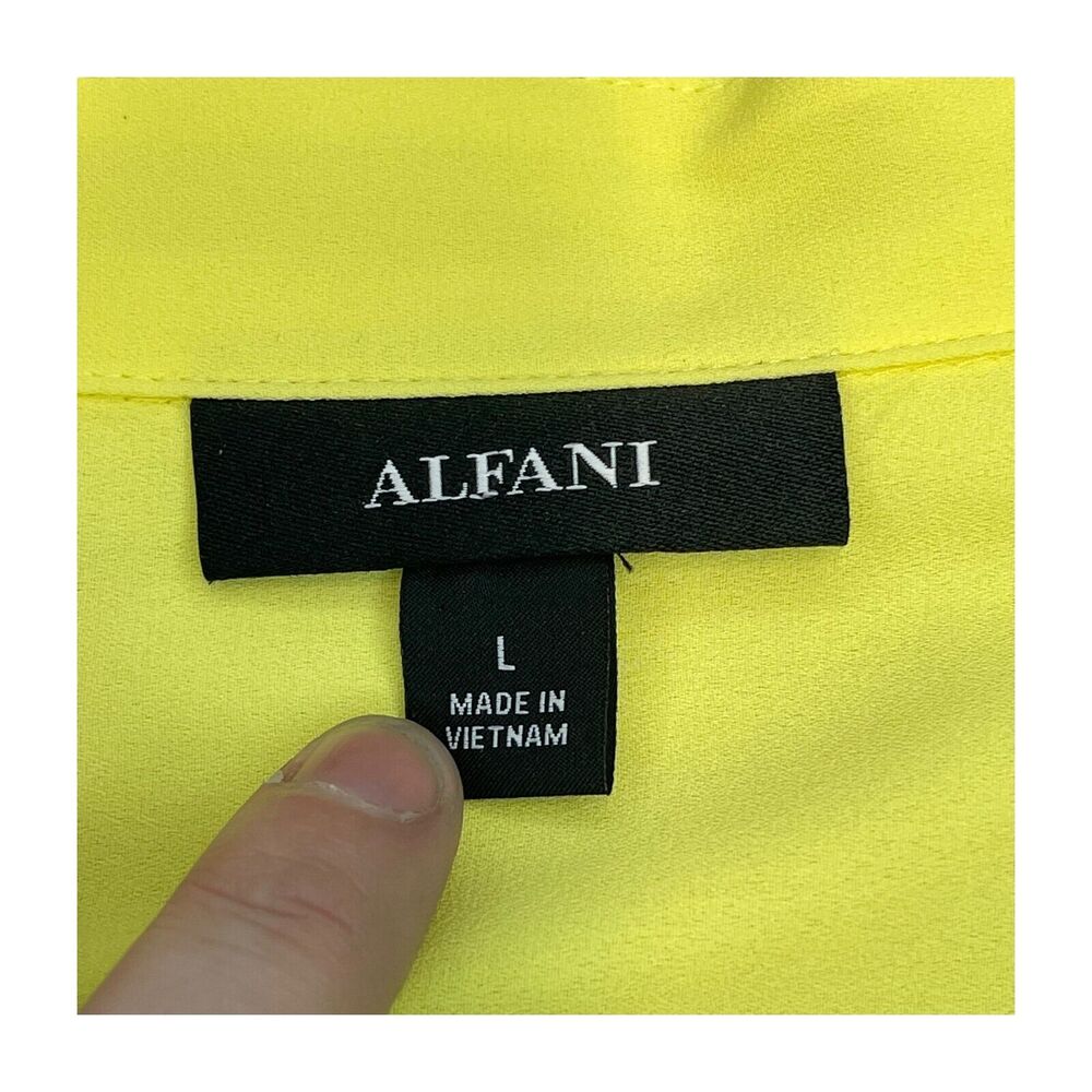 Alfani Blouse Top Women's Large Yellow Daffodil Polyester Modern Fit Notch Lapel - Picture 3 of 7